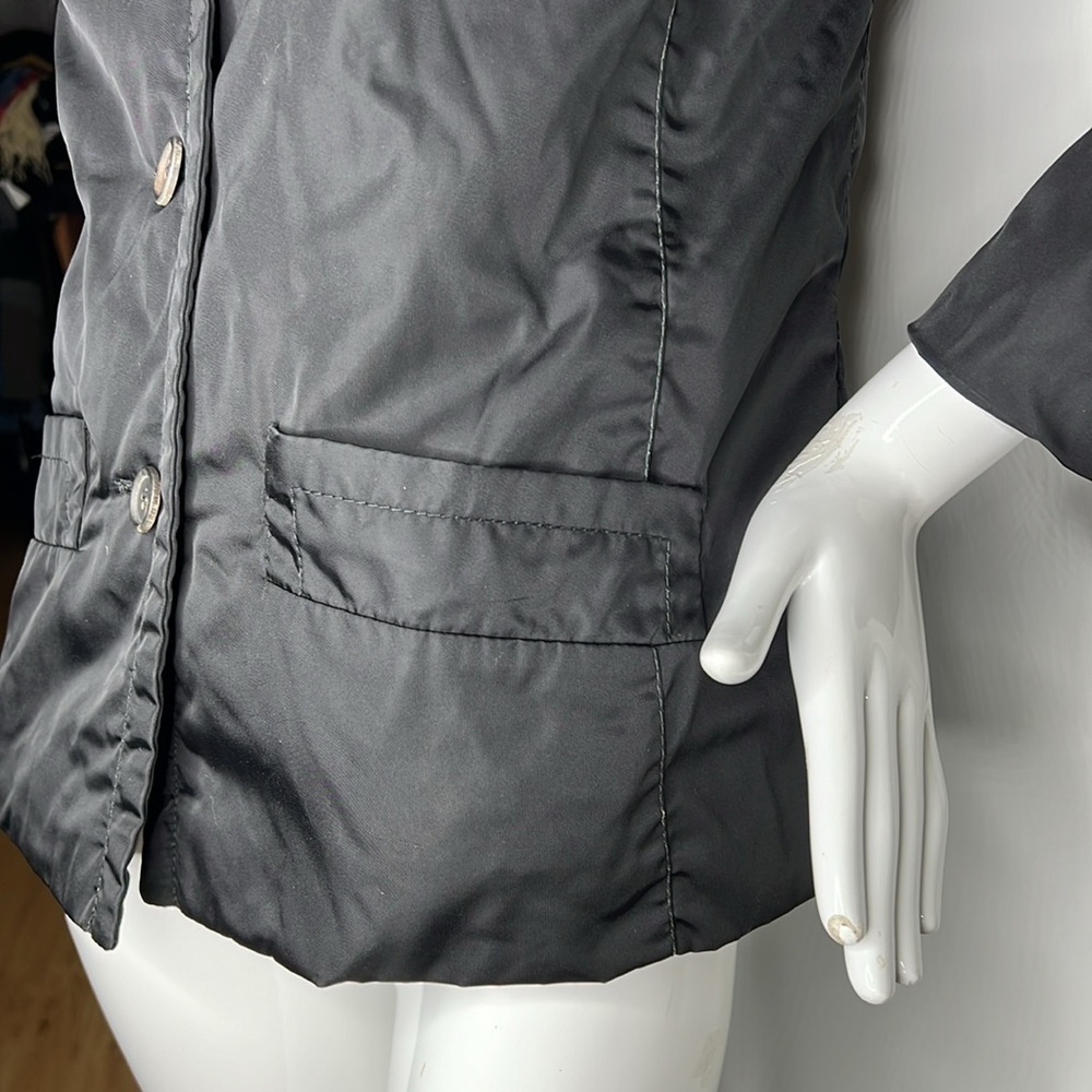 Prada Sz 38 Lightly Padded Black Structured Button Blazer Jacket - Picture 3 of 12